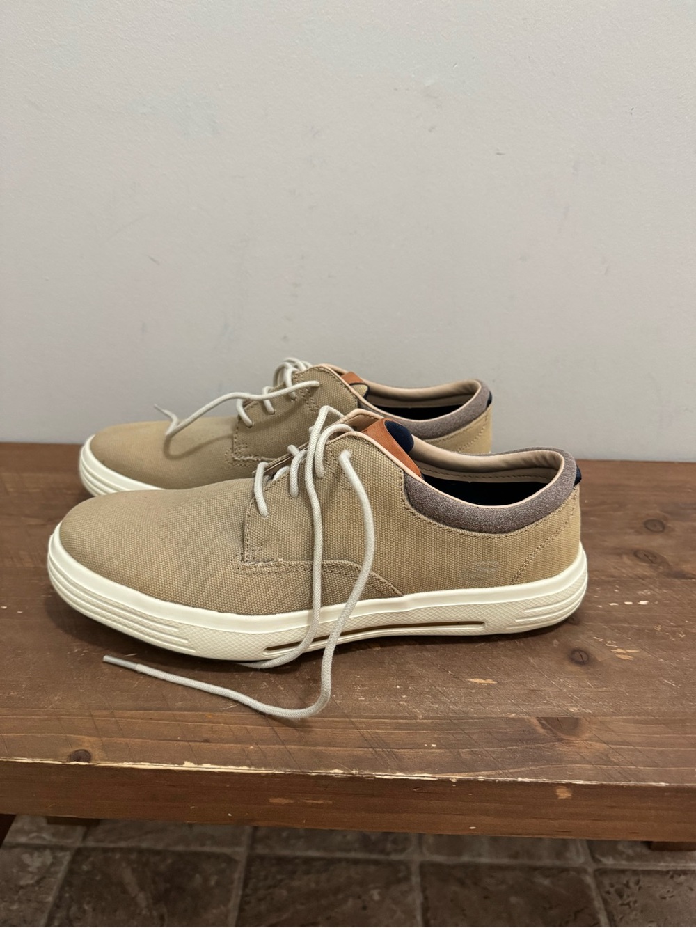 Skechers Casual Men's Canvas Lace-Up Sneakers - Beige